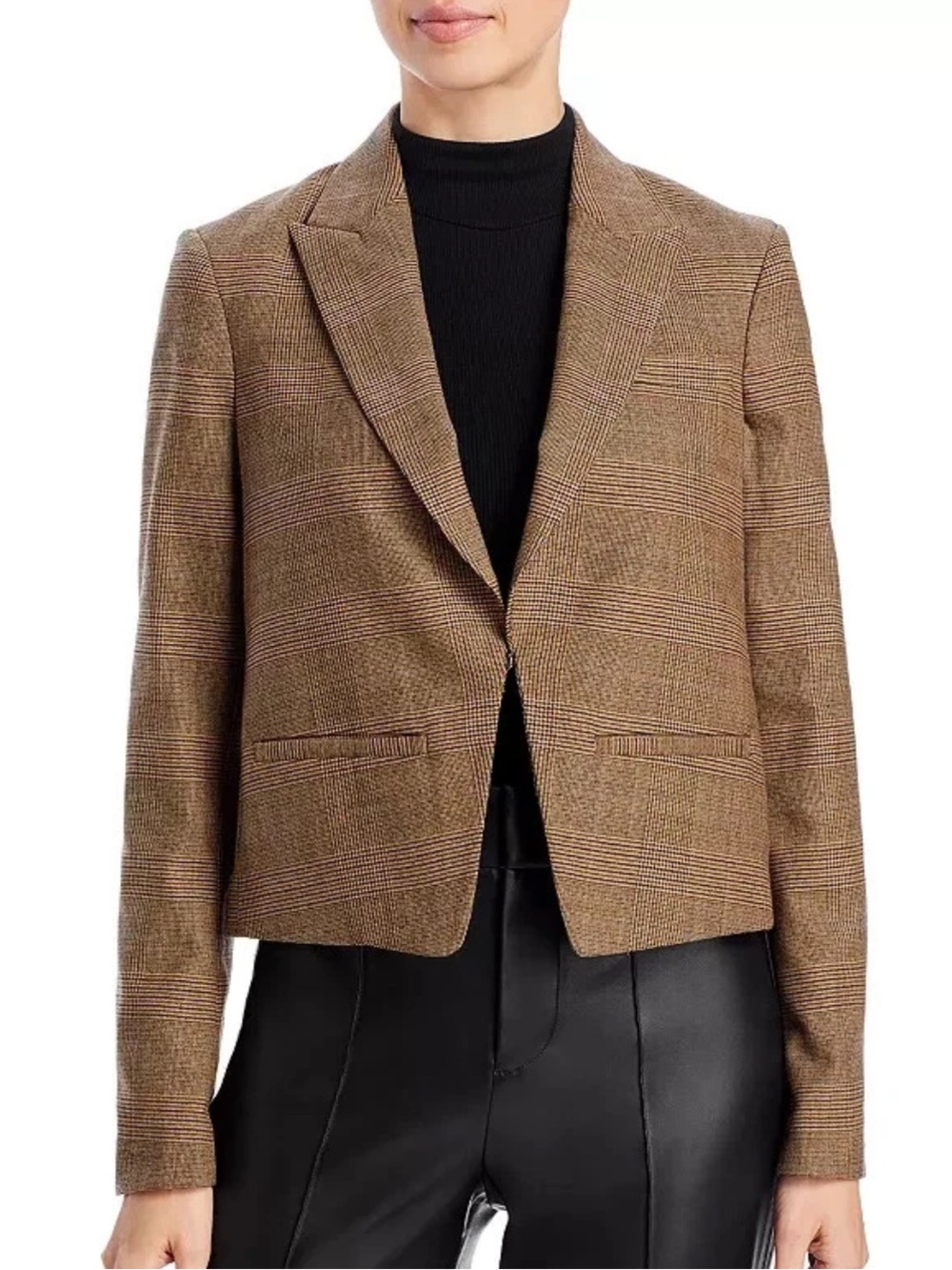 Rag & Bone Elle Blazer Brown Checked Cropped Tailored